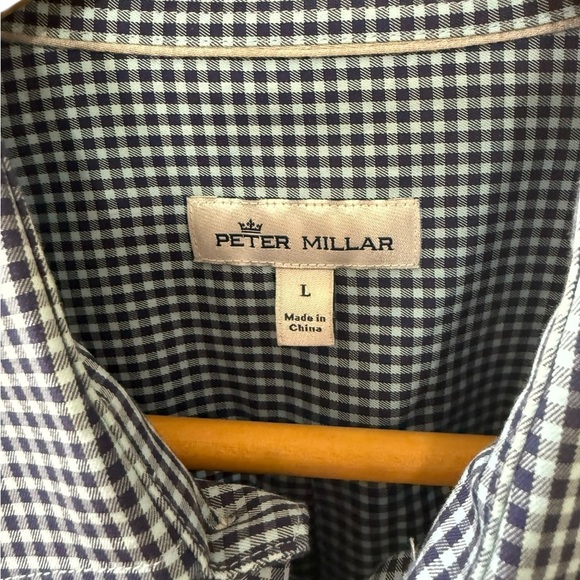Peter Millar Men’s Size L Button Down Blue Plaid 100%
cotton Long Sleeve Shirt - Picture 3 of 8